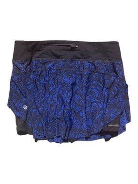 lululemon athletica Women's Blue Patterned Athletic Skort with Black Waistband 6